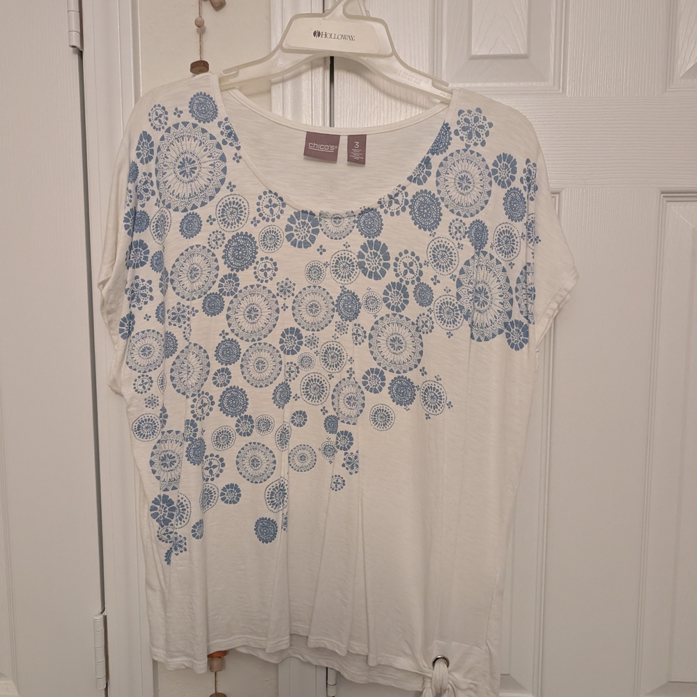 Chico's White and Blue Women's Top